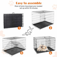 JHK Double Door Folding Metal Wire Dog Cage