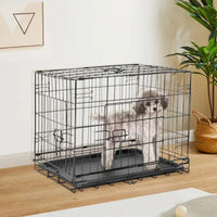 JHK Double Door Folding Metal Wire Dog Cage with secure locks and comfortable interior.