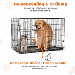 JHK Double Door Folding Metal Wire Dog Cage