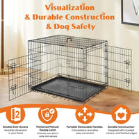 JHK Double Door Folding Metal Wire Dog Cage