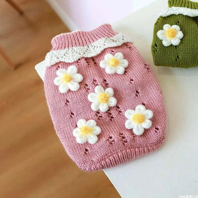 Floral Bliss Dog Sweater: Cozy Knits for Small to Medium Dogs - Sweet Home Online Store