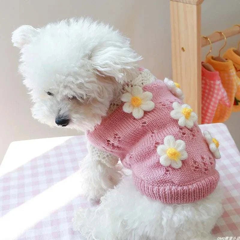 Floral Bliss Dog Sweater: Cozy Knits for Small to Medium Dogs - Sweet Home Online Store