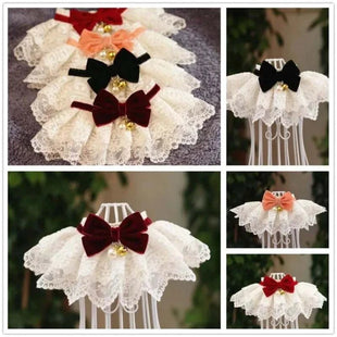 Pets - Elegant Style: Lace Bowknot Pearl Bell Neckerchief