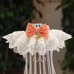 pets - elegant style Lace Bowknot Pearl With Bell Neckerchief - Sweet Home Online Store