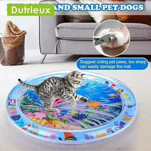 Water Sensory Mat: Inflatable Cat Dog Play Mat with Fish Design